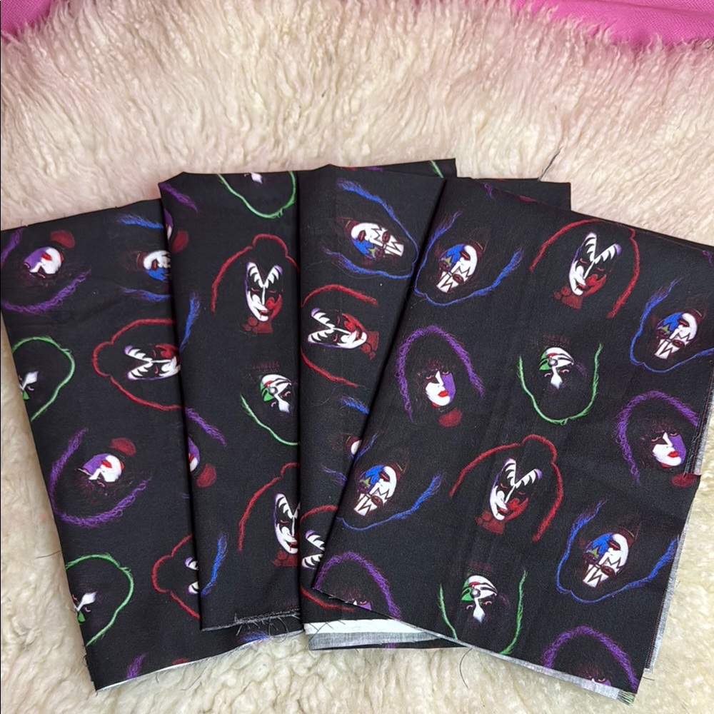 KISS Band Sewing Fabric Lot of 4 Fat Quarters Quilting DIY Crafts